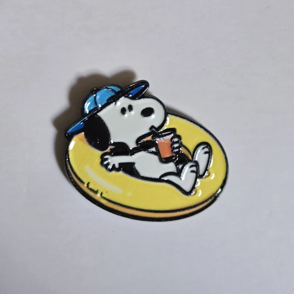 Snoopy Relaxing Enamel Pin with Blue Hat